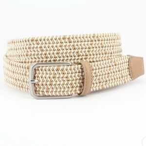 NWOT TORINO ITALIAN WOVEN RAYON ELASTIC STRETCH BELT (CAMEL) 42”